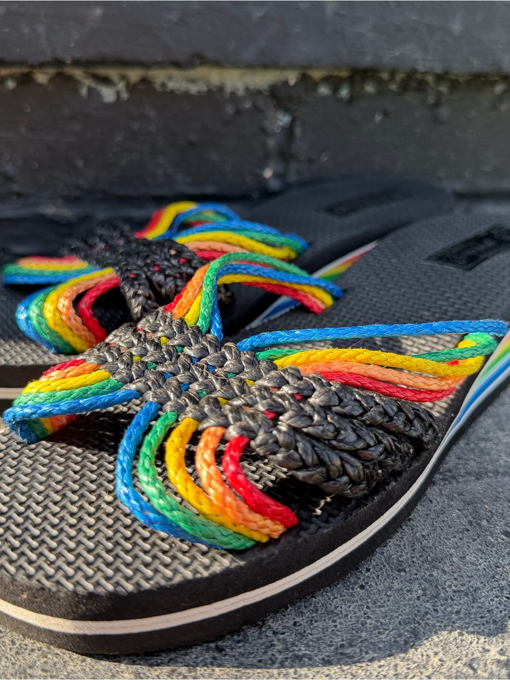Vintage Rainbow Flip Flop Slides